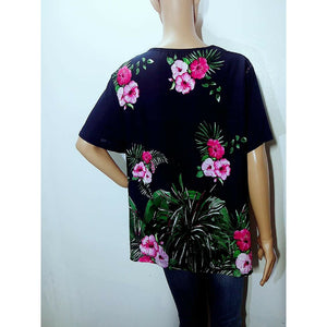 Produk Baru 2019 Blouse Sulaman Di Leher Bulat Longgar Bersize Besar
